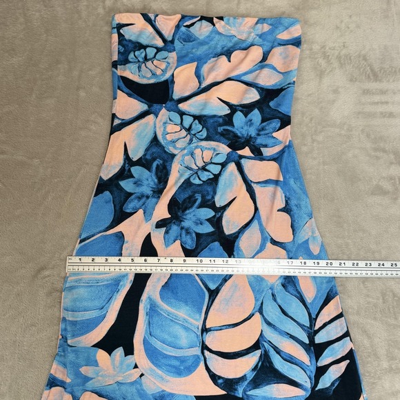 NEW ASOS DESIGN Strapless Maxi Dress Womens 12 Blue Tropical Floral Sundress - Picture 8 of 9
